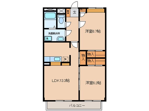 上矢田南 徒歩7分 2階の物件間取画像